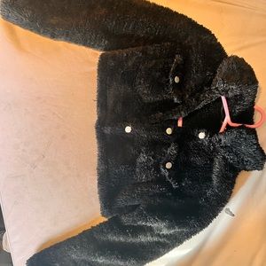 Black fur cropped jacket